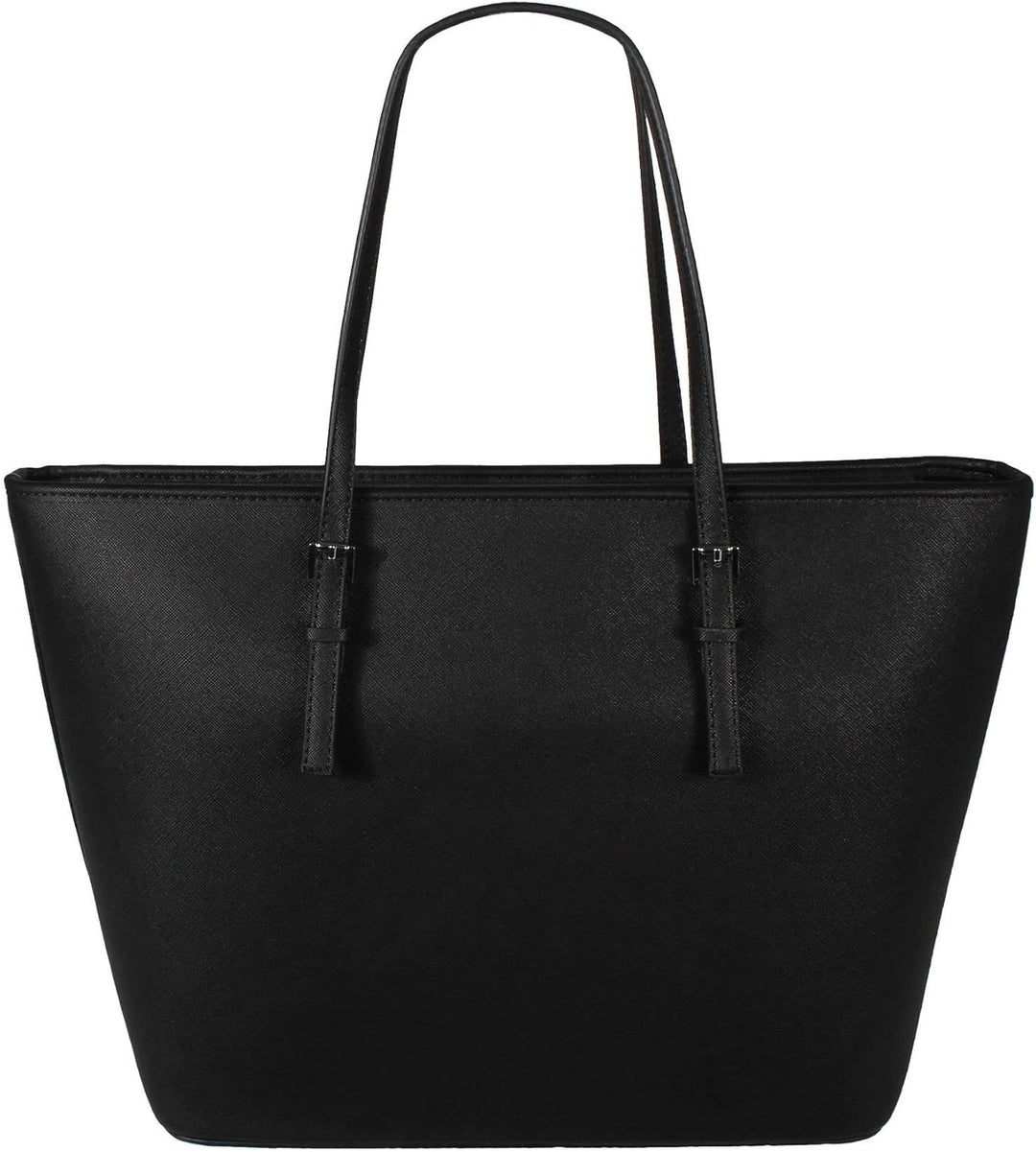 Tom & Eva TE-Jet Set Tasche Damen Shopper Schultertasche Schwarz Gross Kunstleder Saffiano-Prägung H