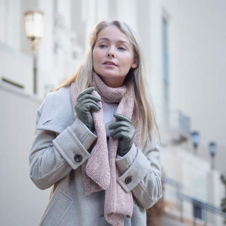 Downholme Klassische Lederhandschuhe mit Innenfutter aus Kaschmir für Damen S Grau, S Grau