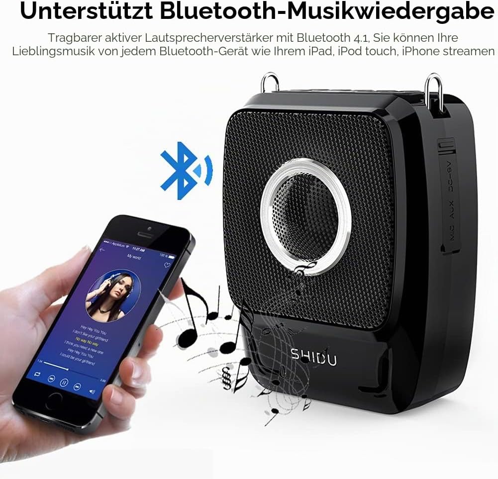 Sprachverstärker Tragbar Stimmverstärker Lautsprecher mit Mikrofons Handheld drahtlos Mikrofon und H