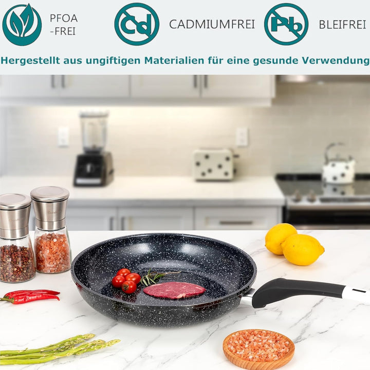 EliteHoff Pfannenset Induktion 3-teilig (20/24/28 cm), Induktionspfannen-Set, Aluminiumguss mit Anti