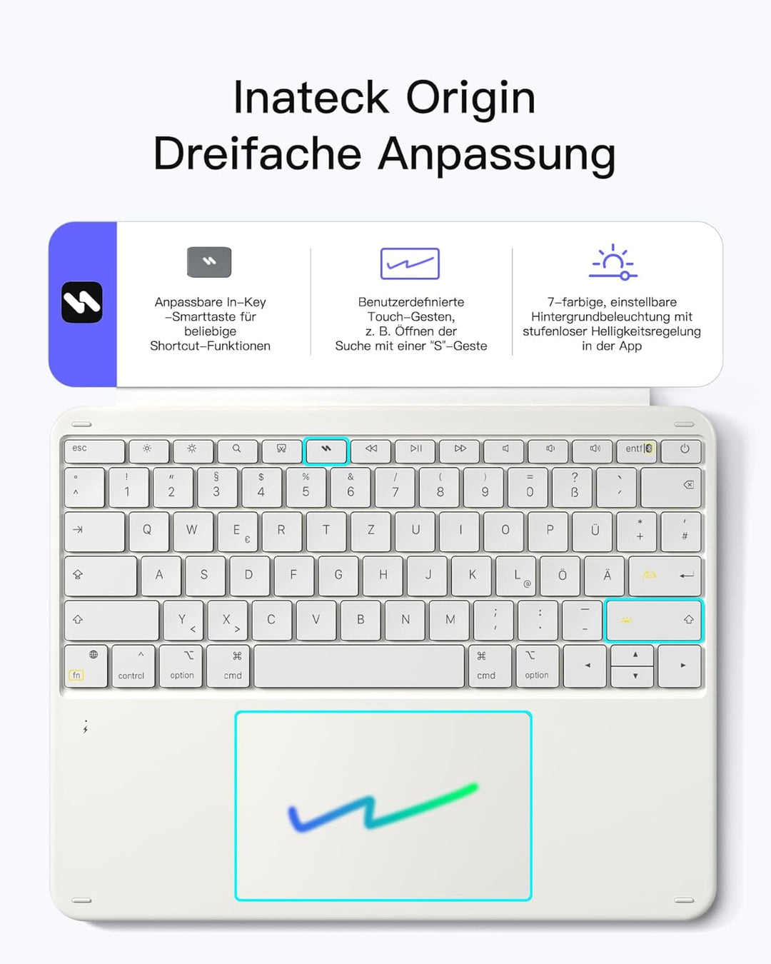 Inateck Tastatur Hülle Kompatibel mit iPad Air 13 Zoll (2025/2024),Tastatur für ipad Pro 12.9 Zoll 6