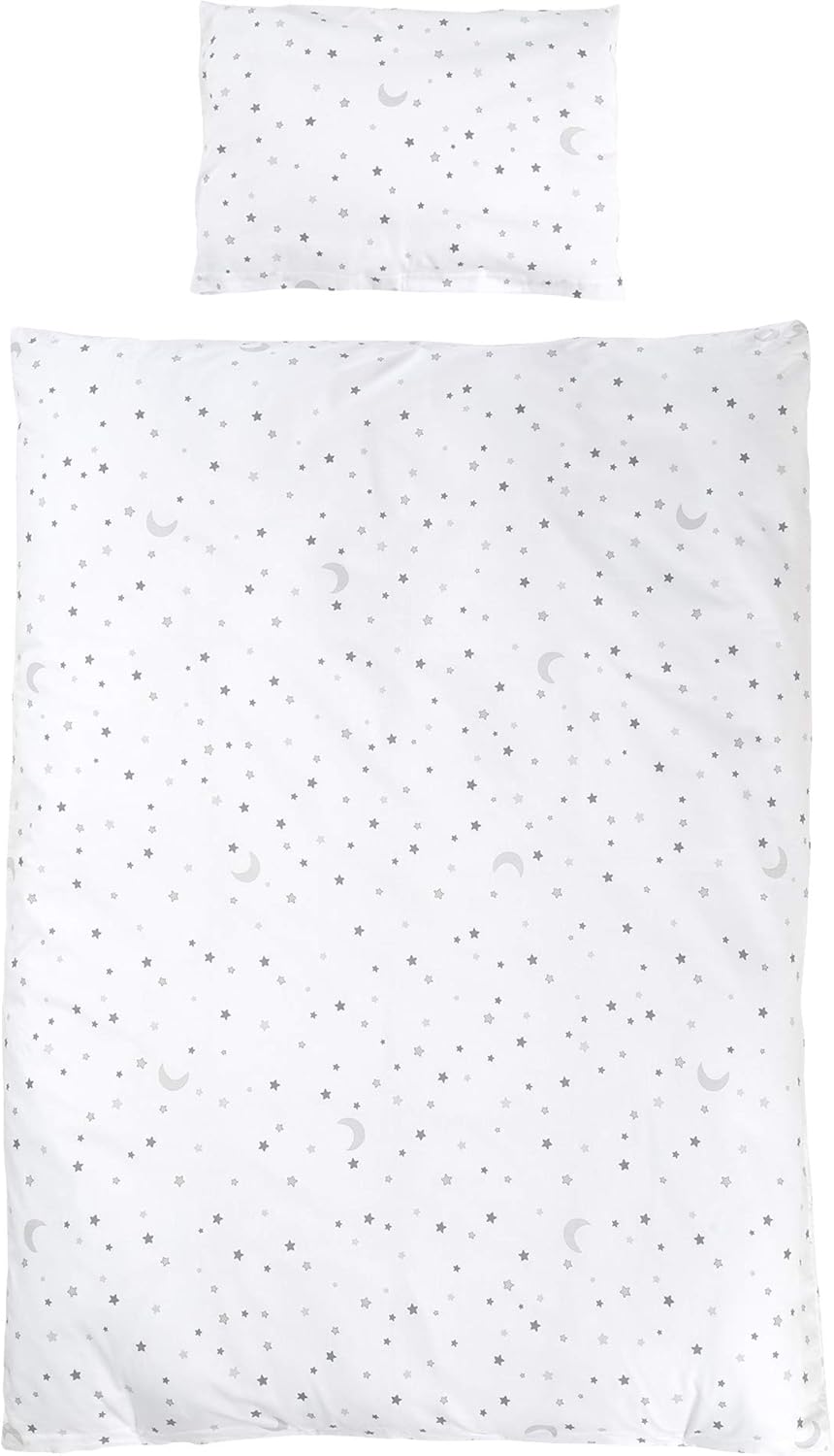 roba Kinderbettwäsche 100 x 135 cm Sternenzauber grau - Bettwäsche Set für Mädchen & Jungen - Decken