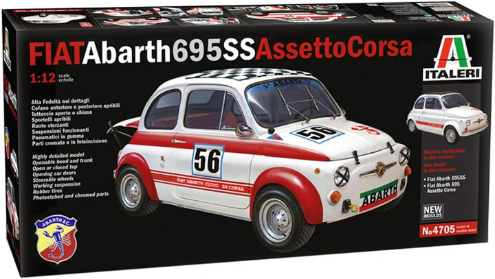 Italeri 4705S FIAT 4705-1:12 Abarth 695 SS/Assetto Corsa, Modellbau, Bausatz, Standmodellbau, unlack