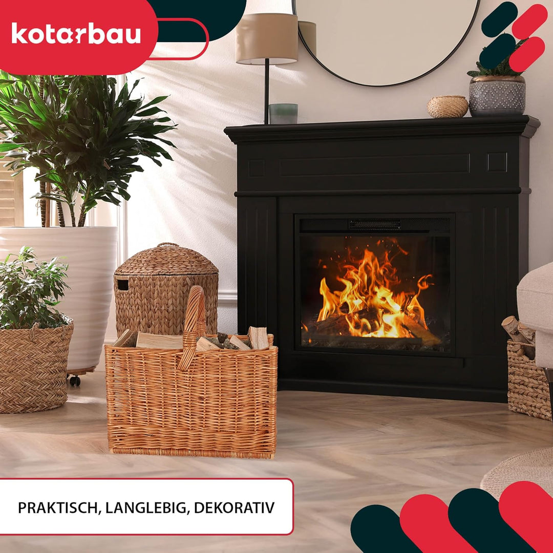 KOTARBAU® Weidenkorb für Brennholz - 45 x 29 x 45 cm - Holzkorb für Kaminholz - Erntekorb - Kaminhol
