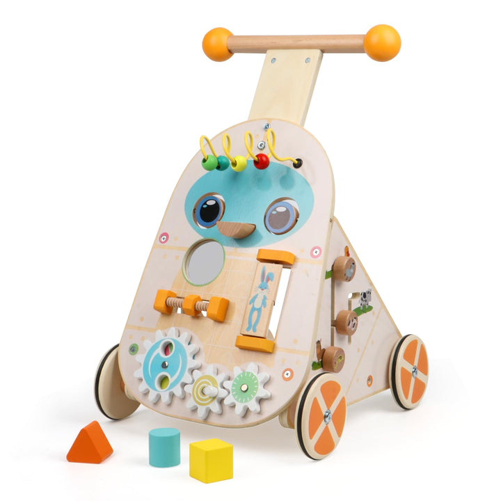 Jacootoys hölzerne Aktivität Walker, einstellbare Geschwindigkeit Kleinkind Push Walker Activity Cen