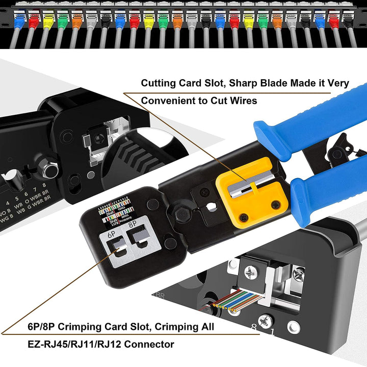 MAYLINEE Crimpstecker Set RJ45 Netzwerk Werkzeug Set Crimpzange werkzeugsatz, Patchkabel Wartung LAN