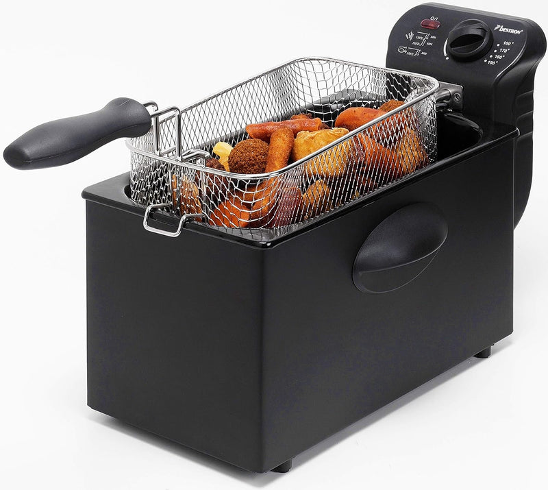 Bestron AF357B Öl-Fritteuse mit Kaltzonentechnologie, 3,5 Liter, 2000 Watt, Farbe: