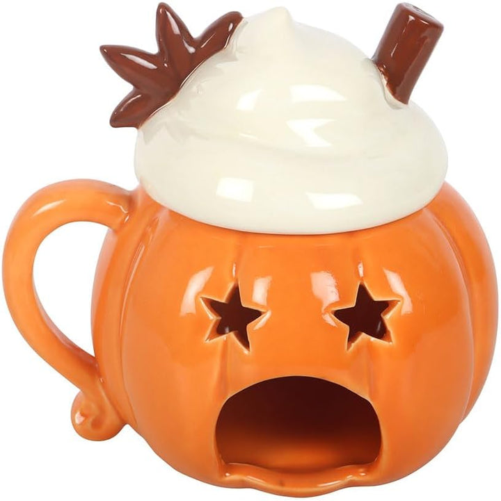 Duftlampe und Wachswärmer mit Deckel, Kürbiscreme | Raumduft Dekor
