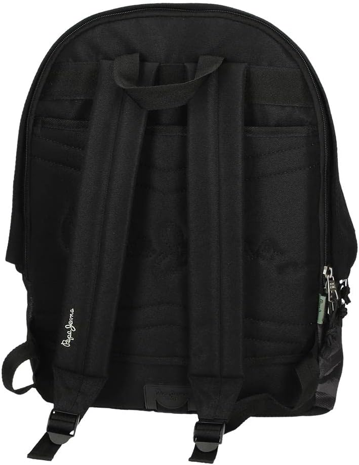 Pepe Jeans Davis Rucksack für Laptop, Doppelfach, anpassbar, 15,6 Zoll, Schwarz, 31 x 44 x 17,5 cm,