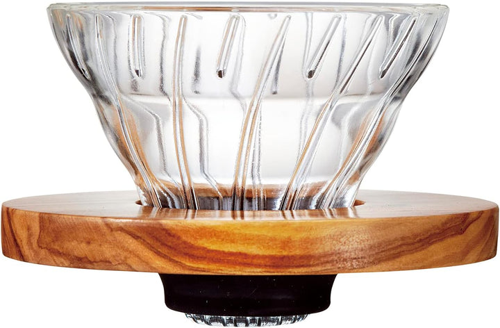 HARIO VDGR-01-OV V60 Hitzebeständiges Glas Transparent Kaffee-Tropfer Olivenholz 01 Kaffee-Drip für