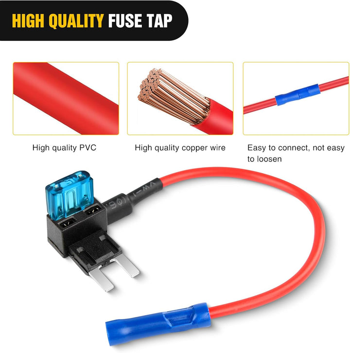 Nilight 12 V Auto-A-Circuit Sicherung Tap Adapter Mini Atm Apm Flachsicherungshalter, 10 Stück 10PCS