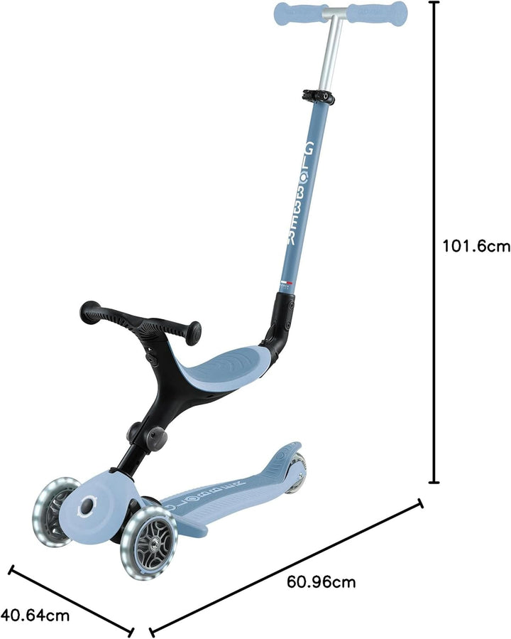 GLOBBER GO-UP Active Lights ECO 3in1 – Tretroller, Dreirad und Laufrad für Kinder – höhenverstellbar