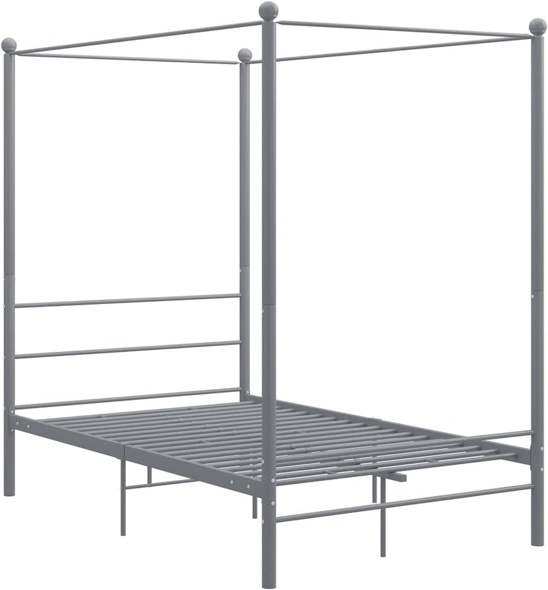 Susany Himmelbett Metallbett Bettgestell Einzelbett Jugendbett Schlafzimmerbett Grau Metall 120x200
