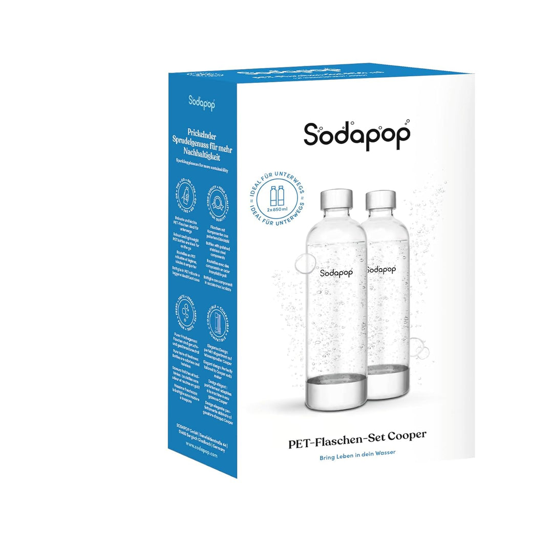 Sodapop PET-Flaschen Cooper, Ersatzflaschen ausschliesslich Wassersprudler Cooper, BPA-frei, 2X 850