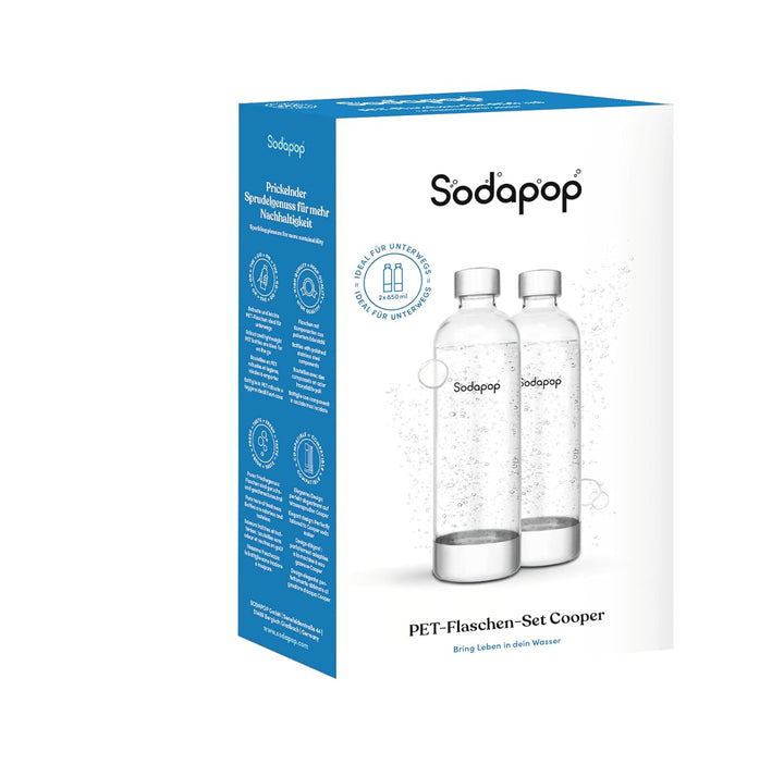 Sodapop PET-Flaschen Cooper, Ersatzflaschen ausschliesslich Wassersprudler Cooper, BPA-frei, 2X 850