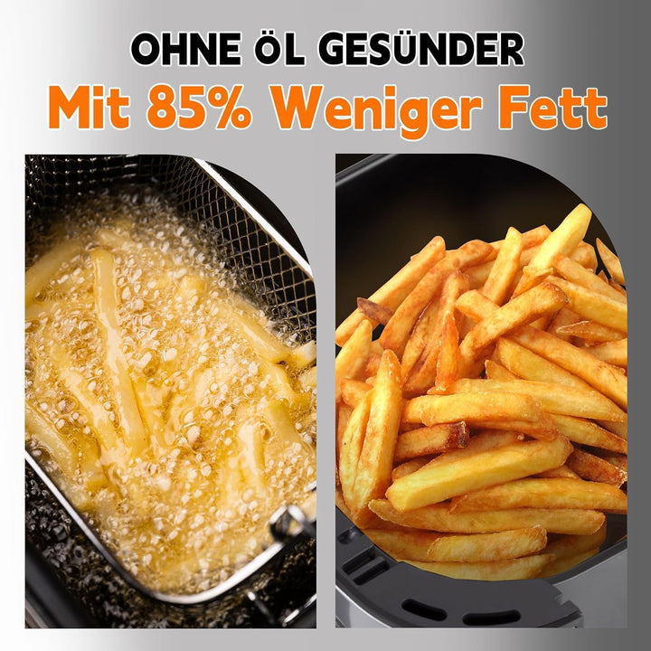 Heissluftfritteuse 8,5L XXL Airfryer 1800W Touchscreen 12 Automatikprogramme Sichtfenster & Temperat
