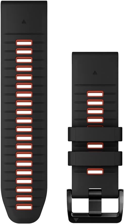 Garmin Quickfit Armband, 26mm, Silikon, Schwarz/Flammenrot, passend für Fenix 5X/6X/7X Serie, Enduro