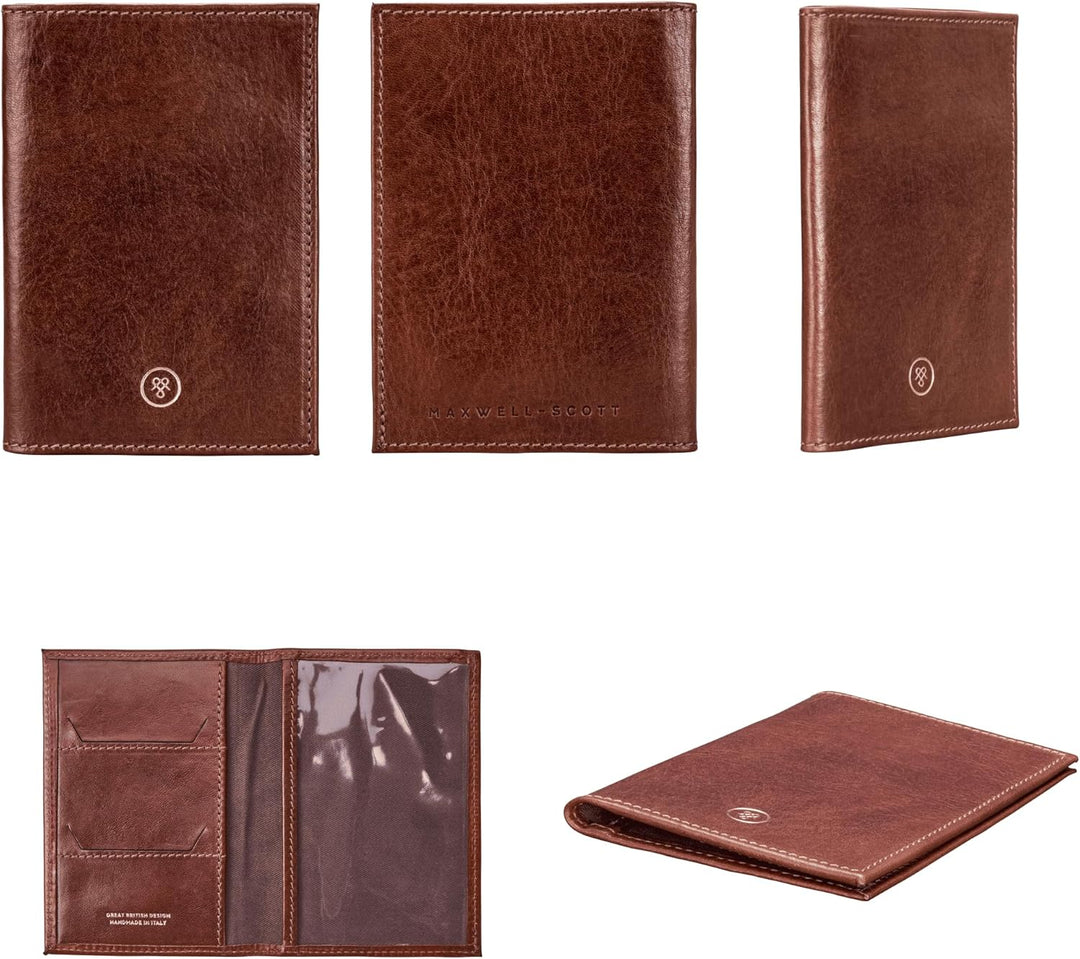 Maxwell Scott Handgefertigte Leder Reisepasshülle Prato in Cognac Braun, Cognac Braun