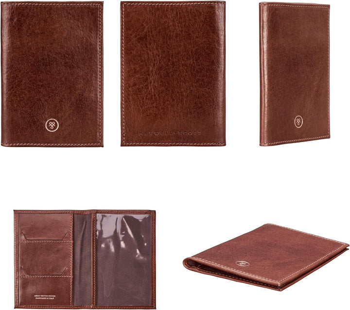 Maxwell Scott Handgefertigte Leder Reisepasshülle Prato in Cognac Braun, Cognac Braun