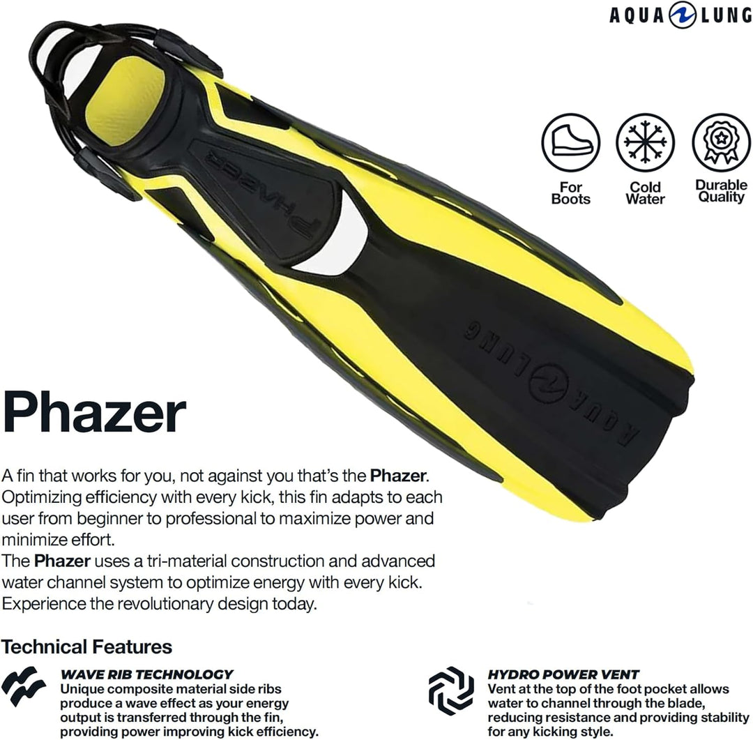 Aqualung PHAZER - flossen Erwachsene für alle Erfahrungsstufen mit innovativer Wave Rib-Technologie,