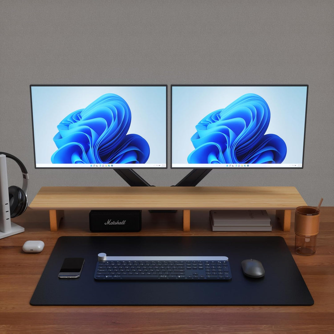 Aothia Grosser Monitor-Ständer für Computerbildschirme,Holz-Riser mit nachhaltigen Korkblockbeinen f