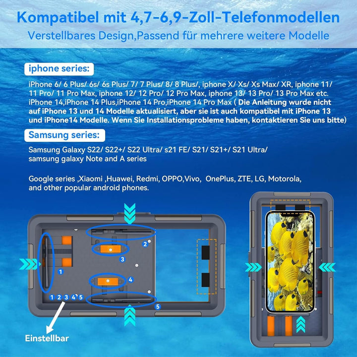 [ Upgrade] wasserdichte Handyhülle Universelle Tauchen Professionelle Handy Unterwasser Hülle Handyt