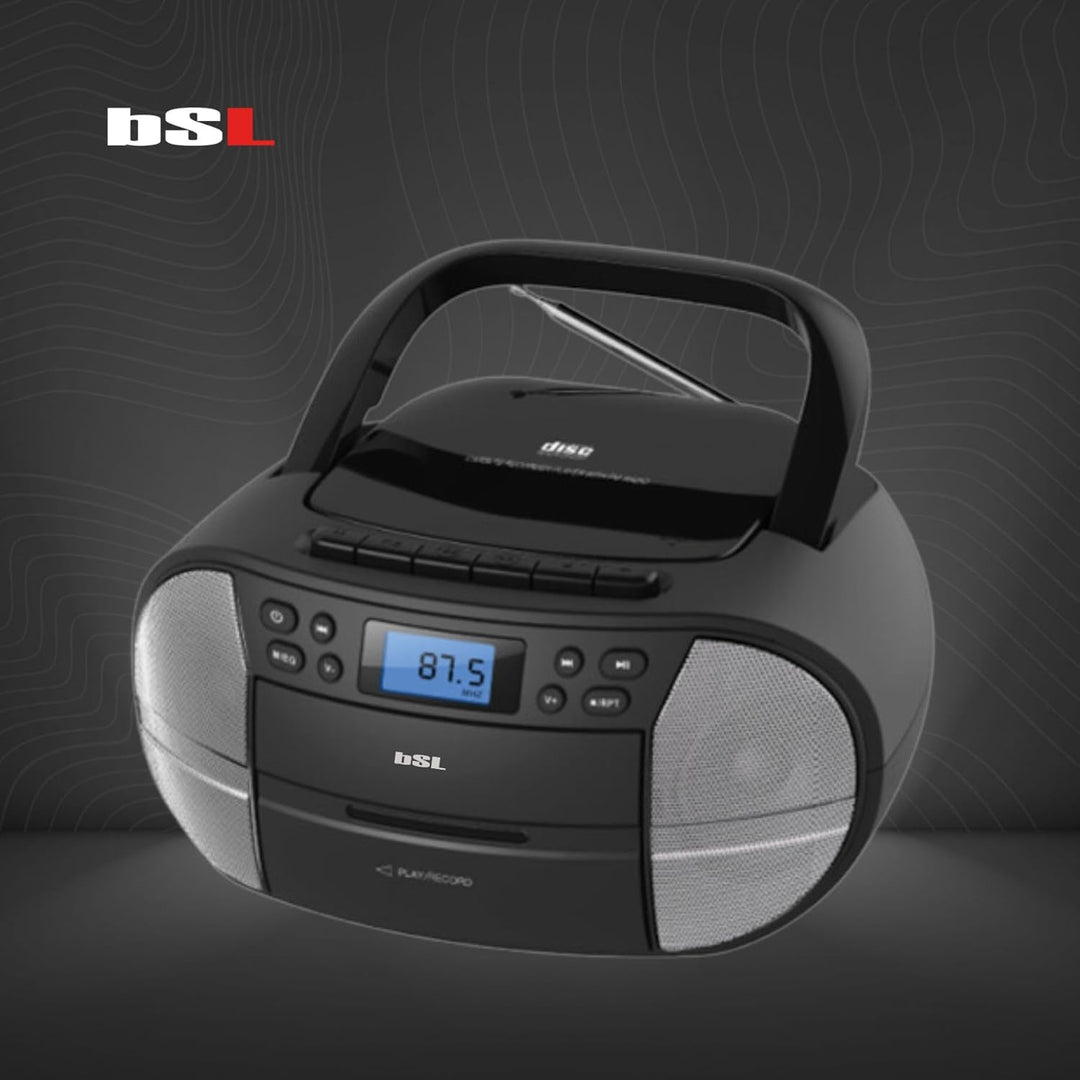 BSL Boombox Tragbares CD-Radio mit Kassette und Bluetooth JL2021A, mit 6 W RMS Leistung, UKW-Radio u