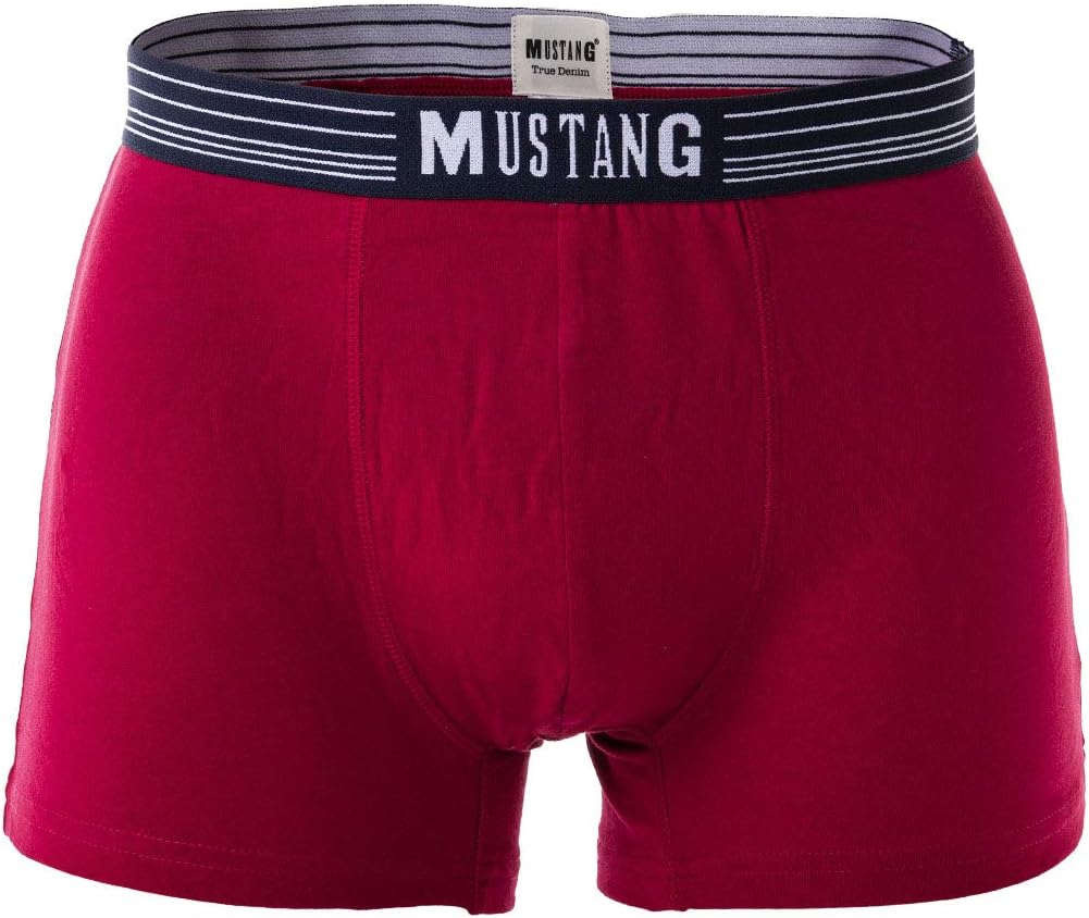 Mustang 3er Pack - Herren Boxershorts aus Baumwolle, Unterhosen für Männer, Navy/Weiss/Rot