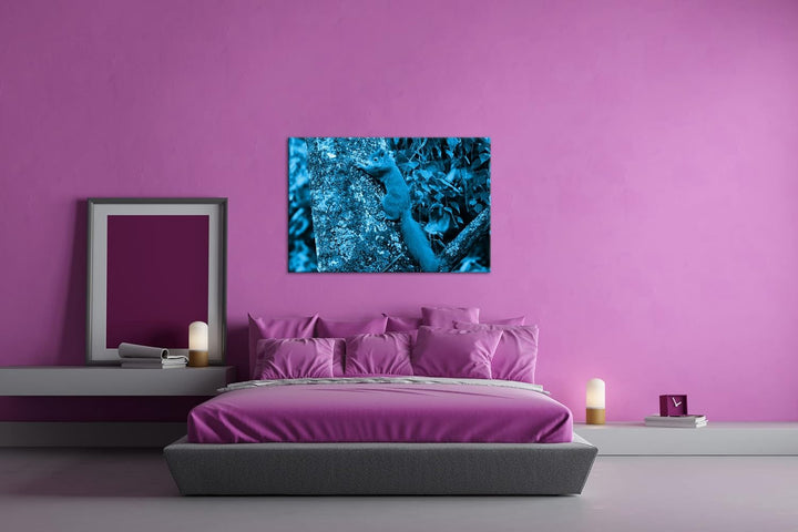 deyoli kleines niedliches Eichhörnchen auf einem Baum Format 80x60 Effekt: Monocrome Blau als Leinwa