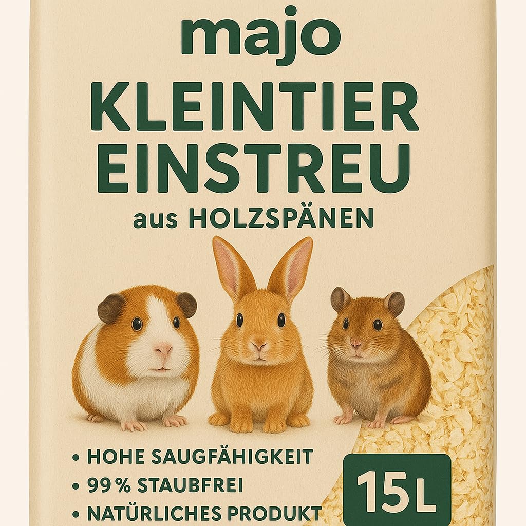 Majo Holzspäne – Kleintierstreu 150 L | staubfrei, absorbierend & natürlich (60L), 60L