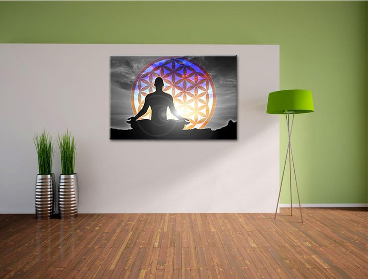Dark Blume des Lebens schwarz/weiss Format: 100x70auf Leinwand, XXL riesige Bilder fertig gerahmt mi
