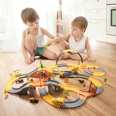 OR OR TU 342Stück Rennstrecke Spielzeug ab 3 4 5 6 jahre Kinder Auto Rennbahn Autobahn Eisenbahn 2 E