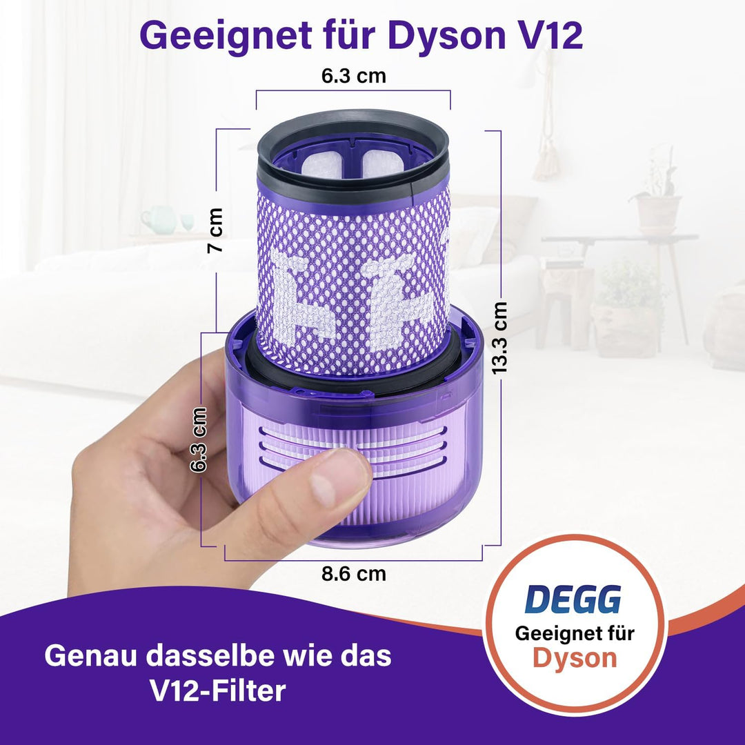 DEGG Hepa Filter - Kompatibel mit Dyson V12 Detect Slim - Waschbares Staubsaugerfilter - Ersatzfilte