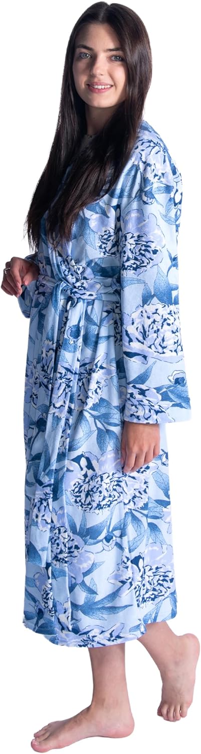 e.Femme® Morgenmantel LOTTA 1657 aus Frottee 48 Blau/Blumen, 48 Blau/Blumen
