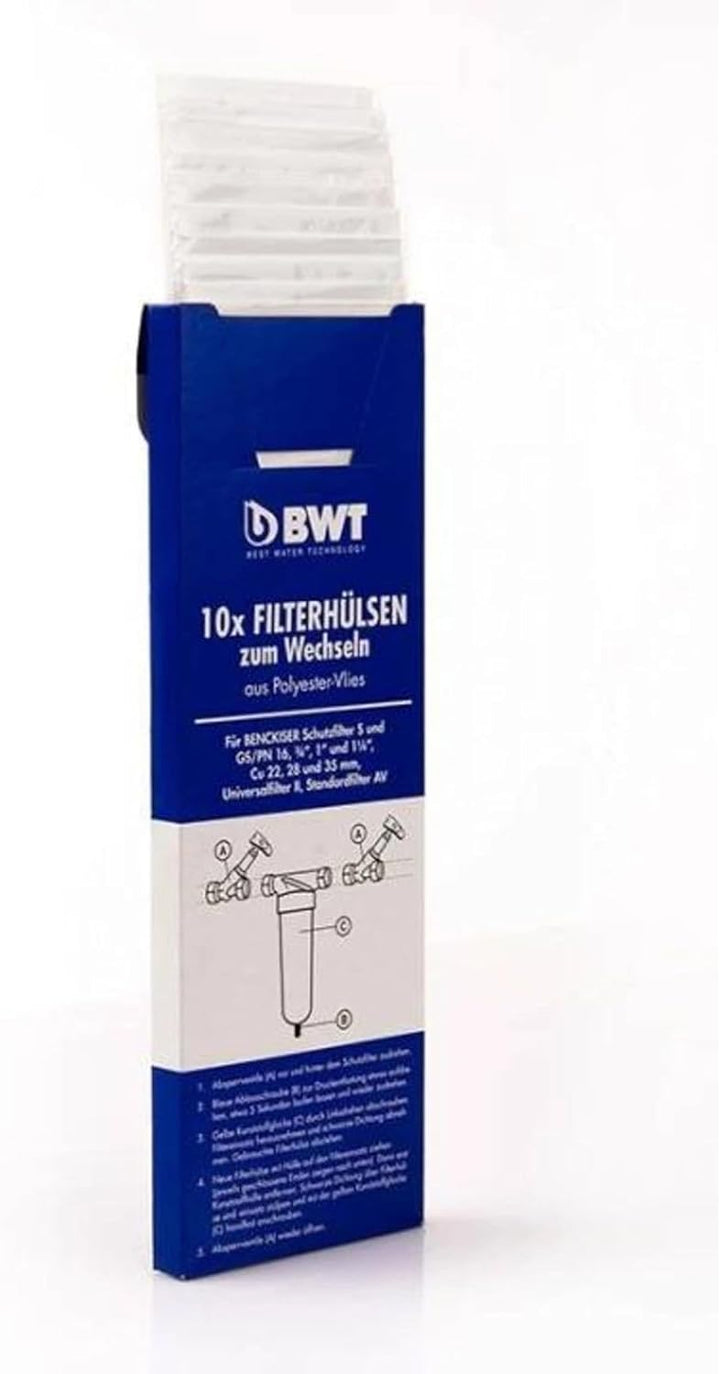 BWT 10999 Filterhülsen zum Wechseln aus Polyester-Vlies DN 20-32 in Wechselbox 10 STK, weiss, Stück