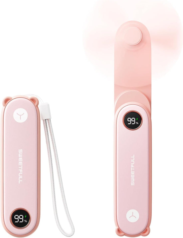 SWEETFULL 11.4cm Tragbarer Mini Ventilator leise, 3 IN 1 Handventilator | Akku Aufladbar,Kleiner Tas