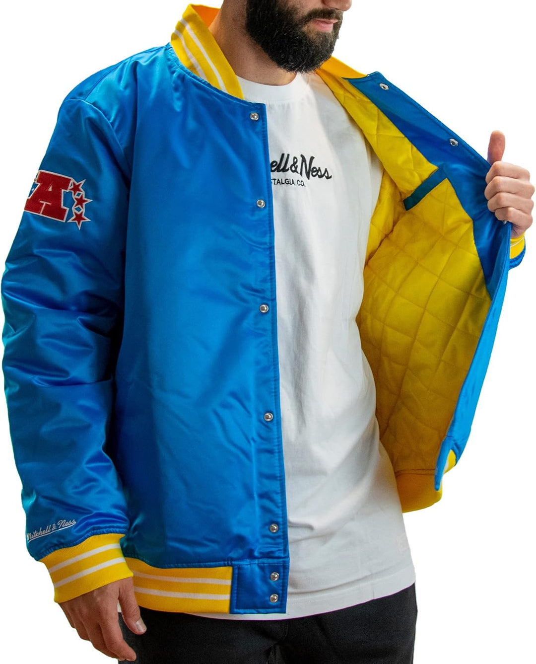 Mitchell & Ness NFL Heavyweight Satin Jacket L Los Angeles Chargers - Light Blue, L Los Angeles Char