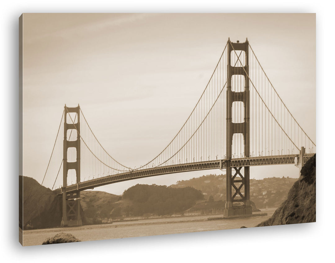 deyoli riesige Golden Gate Brücke in San Francisco Format: 100x70 Effekt: Sepia als Leinwandbild, Mo
