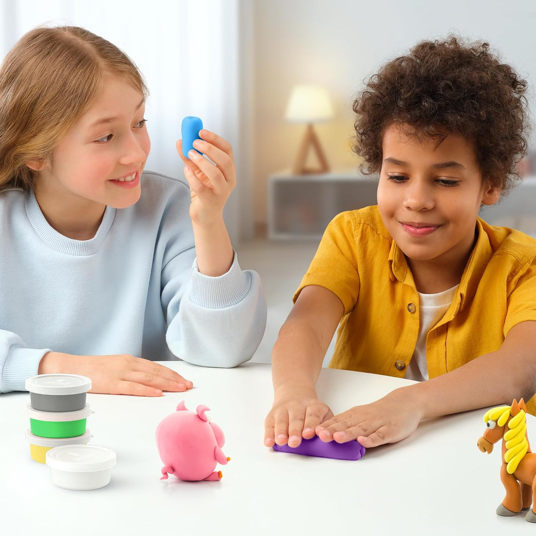 HEY CLAY - 15 Dosen lufttrocknende Knete für Kinder ab 3 Jahren - Kreatives Bastelset - Modelliermas