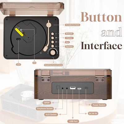 Gueray CD Player Bluetooth Radio mit CD Player mit Lautsprecher Unterstützung USB-Wiedergabe AUX-Wie