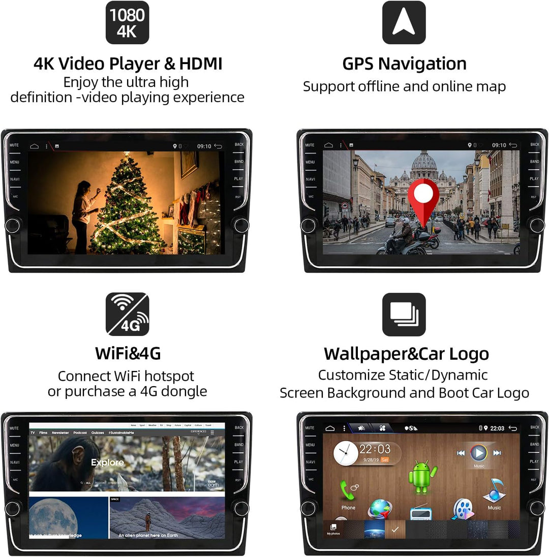 JOYX PX6 Android 10 Doppel Din Autoradio Mit GPS Navi -4G+64G - Rückfahrkamera KOSTENLOS - 10.1 Zoll