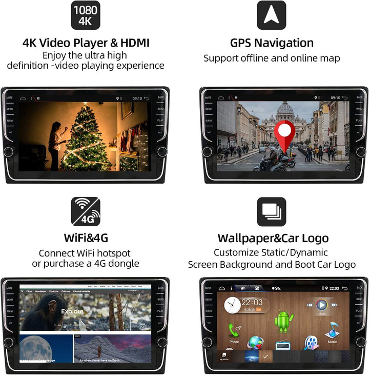 JOYX PX6 Android 10 Doppel Din Autoradio Mit GPS Navi -4G+64G - Rückfahrkamera KOSTENLOS - 10.1 Zoll