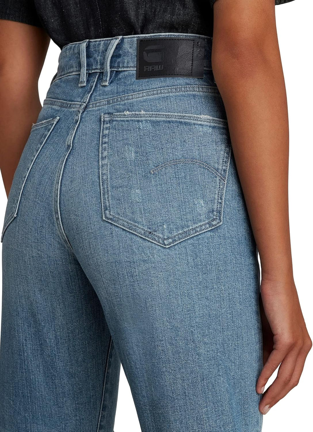 G-STAR Damen Janeh Ultra High Mom Ankle Jeans 30W / 34L Blau (Sun Faded Ice Fog Destroyed D16083-b76