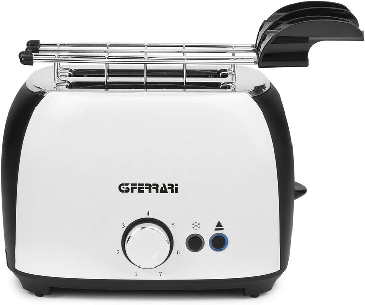 G3 Ferrari G10033 Grantoast Toaster, 800 W, Edelstahlzangen, 7 Bräunungsstufen, Auftaufunktion, Krüm
