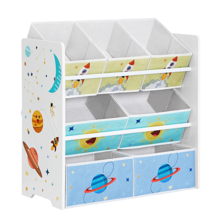 SONGMICS Kinderzimmerregal, Spielzeugregal mit 7 Aufbewahrungsboxen aus Vliesstoff, Kinder-Bücherreg