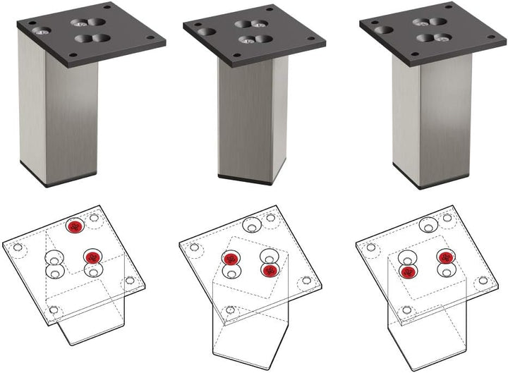 sossai® Exklusiv - Aluminium Möbelfüsse | E4MF-N | 4er Set | Höhe: 80mm | Farbe: Inox 4 Stück, Höhe: