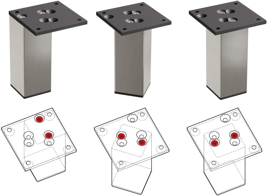 sossai® Exklusiv - Aluminium Möbelfüsse | E4MF-N | 4er Set | Höhe: 60mm | Farbe: Inox 4 Stück, Höhe: