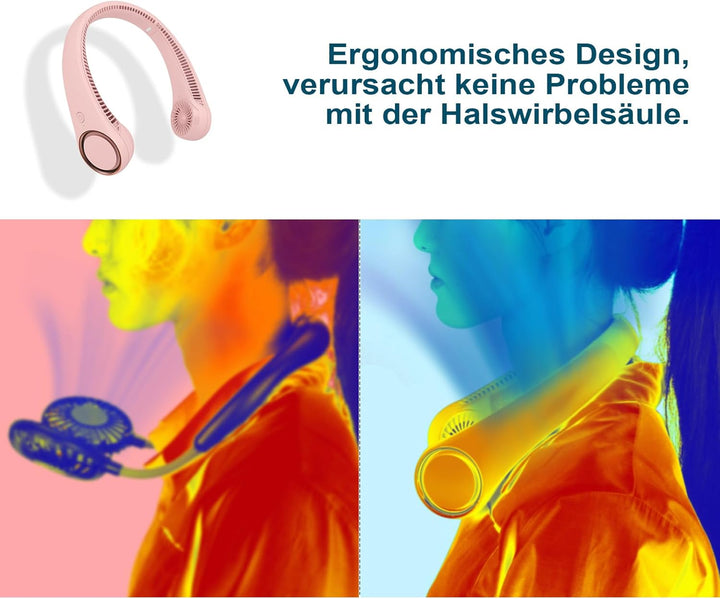 CIVPOWER Tragbarer Hals-Ventilator, freihändiger, blattloser Ventilator, 360° Kühlung, persönlicher