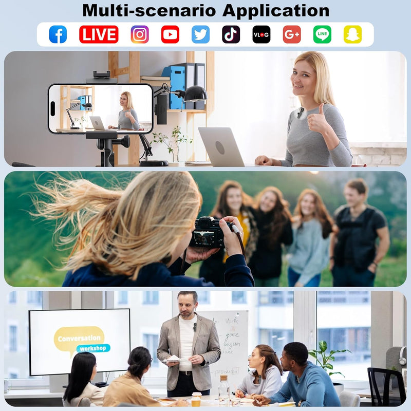 CKOKC Kabelloses Lavalier Mikrofon für iPhone - Android Kamera Computer, Mini Mikrofon für Live-Stre
