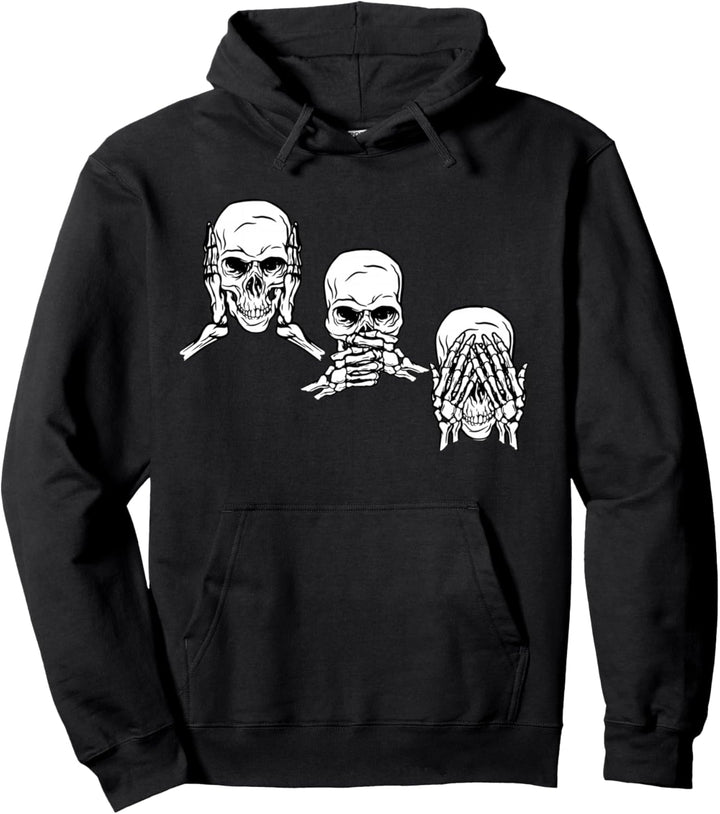 nichts sehen, nichts hören, nichts sagen | Totenkopf Biker Pullover Hoodie